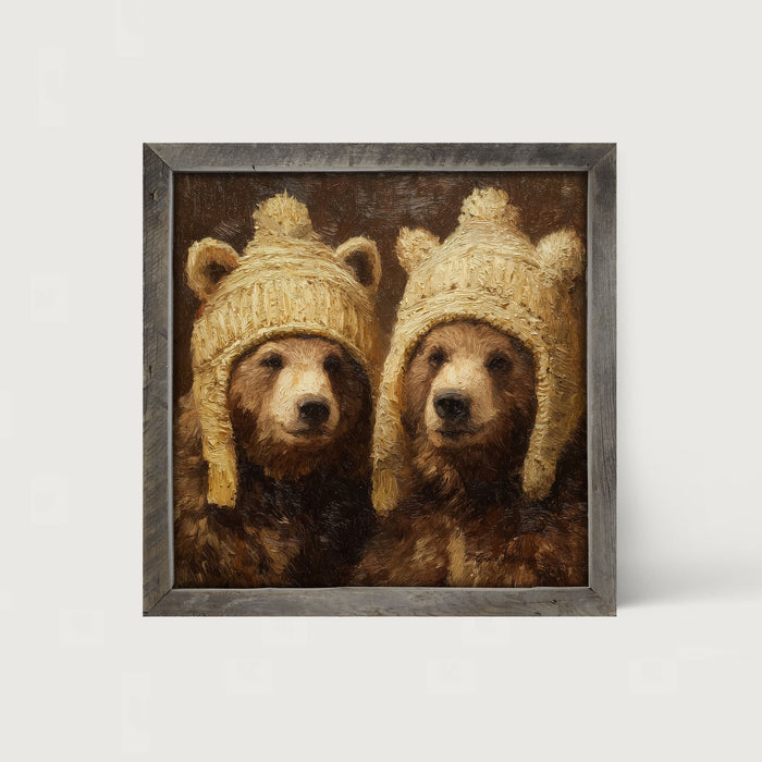Wool Hat Bears - Framed Art