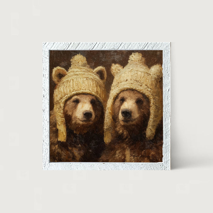 Wool Hat Bears - Framed Art