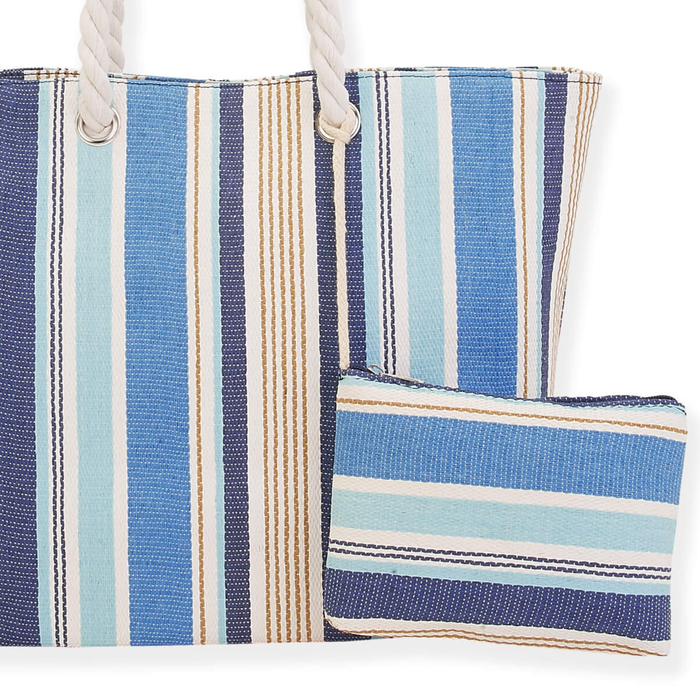 Sun N Sand Y2K striped beach tote bag with colorful woven design, spacious for beach essentials, casual summer accessory.