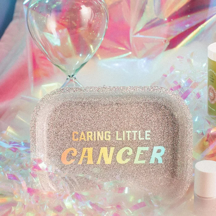 Golden Gems Zodiac Tray featuring a Cancer design with intricate astrological symbols and a vibrant color palette.